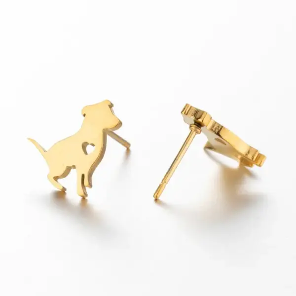 PVD Coated 18K Gold Real Gold Plated Dog Cat 304 Stainless Steel Fashion Waterproof Non Tarnish Ear Studs