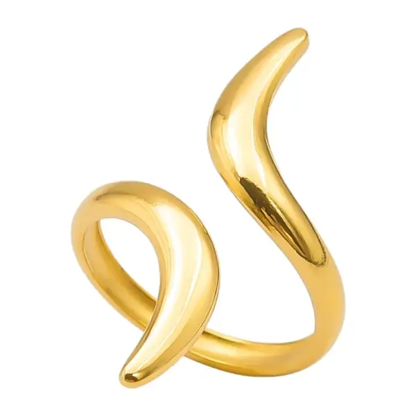 PVD Coated Real Gold Plated 18K Gold Geometric 304 Stainless Steel Simple Style Waterproof Non Tarnish Open Rings