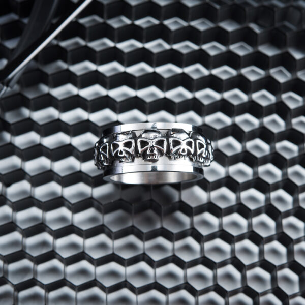 oly-594d4c61dae65cb8af621d0f83f01f5f Wholesale Skull Rotating Stainless Steel Ring Factory Direct Sales Wholesale Bulk Can Be Customized Cross-Border pular Aessories for Coles