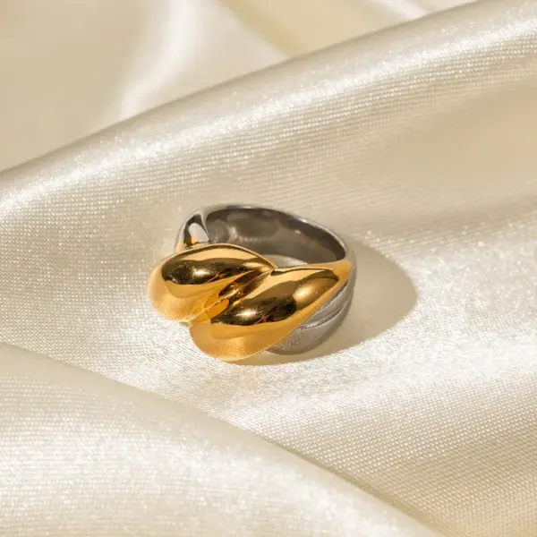 Wholesale Jewelry IG Style Spiral Stripe 304 Stainless Steel PVD Coated Patchwork Plating Rings