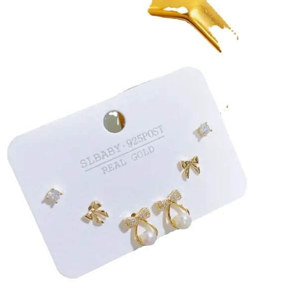 Wholesale Simple Style Letter Flower Copper Plating Zircon Ear Studs 1 Set