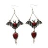 Wholesale Wish Cross-border New Hot Dark Gothic Exaggerated Red Vampire Bat Bloody Magic Mirror Pendant Earrings