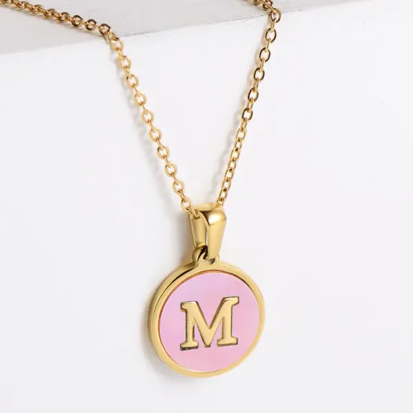 Wholesale PVD Coated 18K Gold Plated Letter 304 Stainless Steel Fashion Waterproof Non Tarnish 304 Stainless Steel Pendant Necklace
