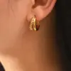 Wholesale 1 Pair Simple Style Commute C Shape Solid Color 304 Stainless Steel 18K Gold Plated Ear Studs
