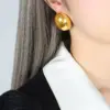 Wholesale PVD Coated Real Gold Plated 18K Gold Oval 304 Stainless Steel Simple Style Artistic Waterproof Non Tarnish Ear Studs