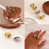 Wholesale 304 Stainless Steel Geometric PVD Coated Real Gold Plated Nordic Style IG Style Waterproof Non Tarnish Surgical Steel Gold Silver Rings