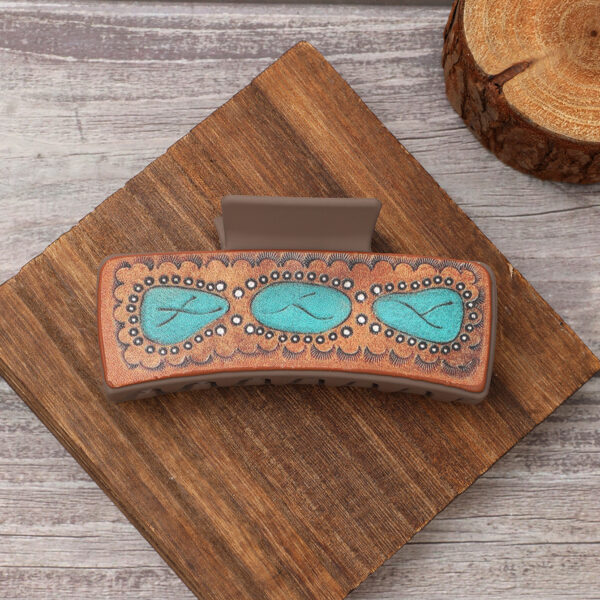 Wholesale Western Style Leather Hairpin Sunflower English Alphabet Clip