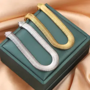 Wholesale Real Gold Plated Solid Color 304 Stainless Steel Hip-Hop Retro Waterproof Non Tarnish Bracelets