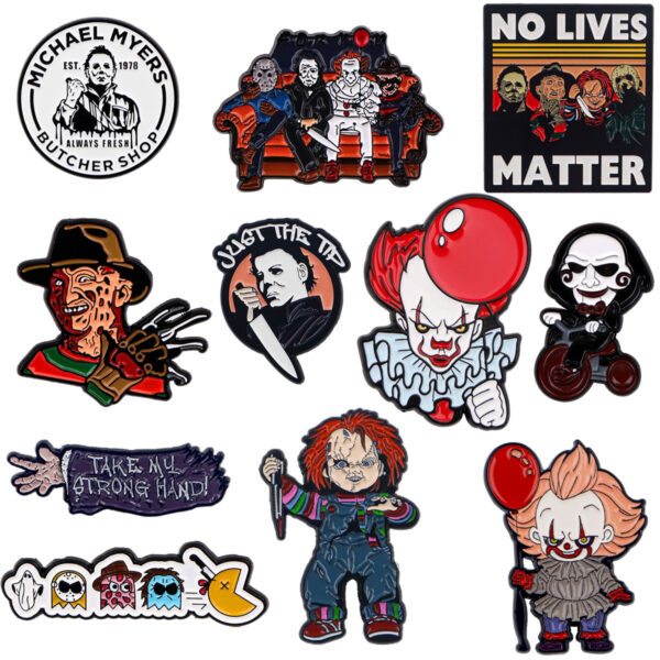 Wholesale Halloween Badge Horror Brooch Cartoon Metal Badge Jewelry Medal Clothing Brooch Accessories