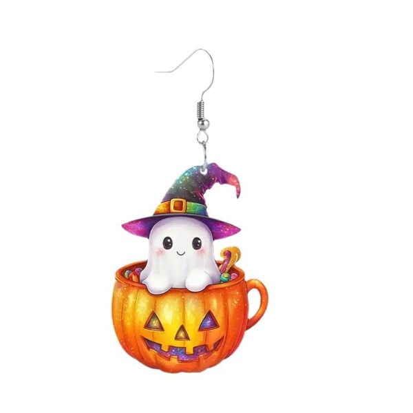 Wholesale Cross-border Cute Magic Hat Ghost Kid Pumpkin Acrylic Earrings Cartoon Creative Design Versatile Earrings