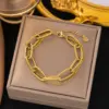 Wholesale PVD Coated Real Gold Plated 18K Gold Solid Color 304 Stainless Steel Classic Style Waterproof Non Tarnish 304 Stainless Steel Bracelets