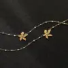 PVD Coated Real Gold Plated 18K Gold Flower 304 Stainless Steel Waterproof Non Tarnish 304 Stainless Steel Pendant Necklace