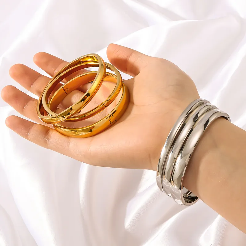 Wholesale IG Style Simple Style Geometric 304 Stainless Steel Bangle In Bulk
