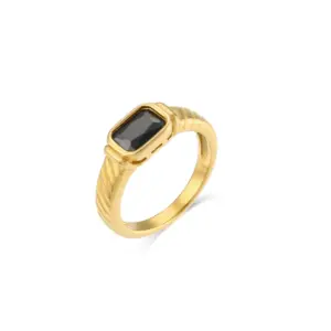 Fine Zircon Texture Ring-Black / No. 6