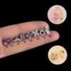 1 Piece 316L Stainless Steel Copper Zircon Ear Cartilage Rings & Studs Flower Butterfly Fish Tail Waterproof Non Tarnish Surgical Steel