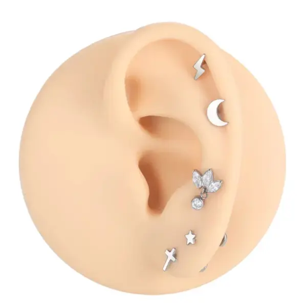 1 Piece Lip Rings Casual Star Moon Pure Titanium Titanium Alloy 14K Gold Plated White Gold Plated Lip Rings Ear Cartilage Rings & Studs