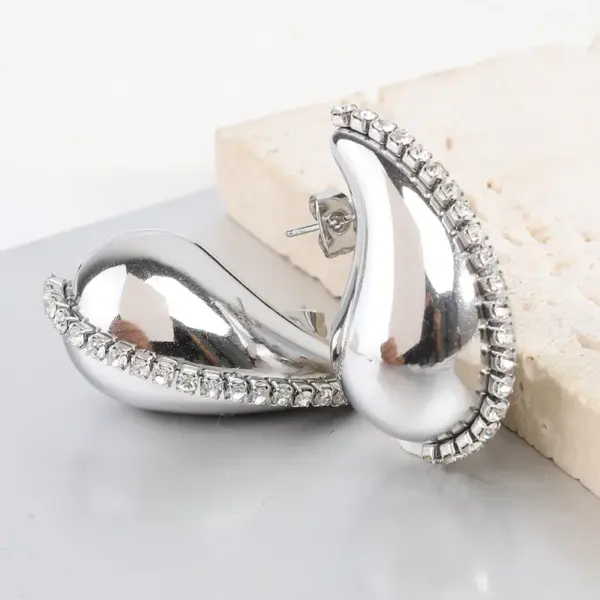 Wholesale 1 Pair Simple Style Water Droplets Plating Inlay Titanium Steel Zircon 18k Gold Plated Ear Studs