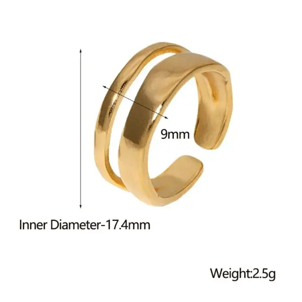 Wholesale PVD Coated Real Gold Plated Geometric Stainless Steel Simple Style Waterproof Non Tarnish Open Ring