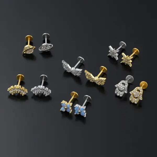 Wholesale Simple Style Solid Color Copper 18k Gold Plated White Gold Plated Zircon Ear Studs In Bulk