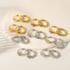Wholesale PVD Coated Real Gold Plated 18K Gold Oval 304 Stainless Steel IG Style Simple Style Waterproof Non Tarnish Earrings