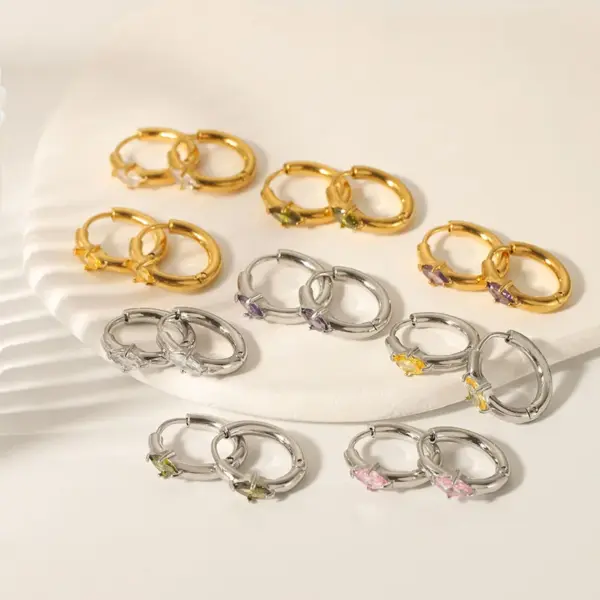 Wholesale PVD Coated Real Gold Plated 18K Gold Oval 304 Stainless Steel IG Style Simple Style Waterproof Non Tarnish Earrings