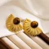 1 Pair IG Style Flower Enamel 304 Stainless Steel 18K Gold Plated Stainless Steel Earrings