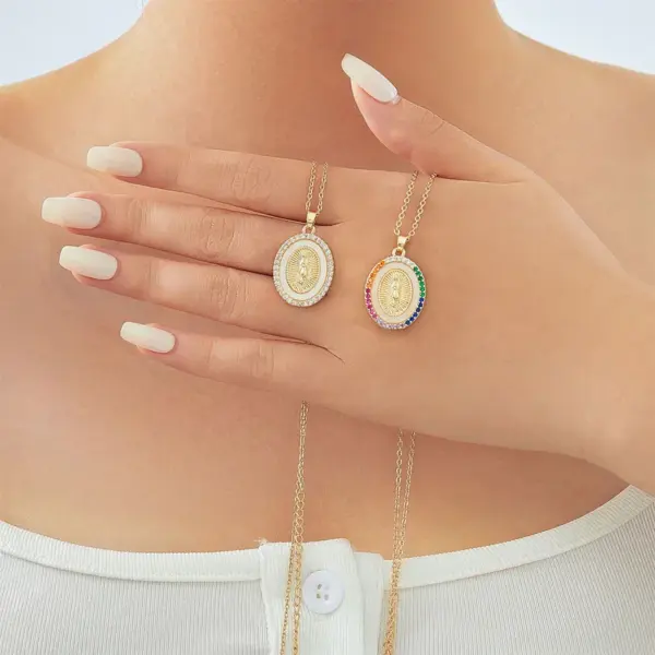 Wholesale Jewelry Commute Virgin Mary 304 Stainless Steel Copper Cable Chain Pendant Necklace