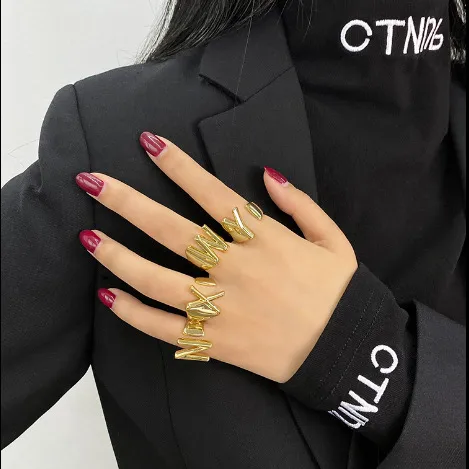 Wholesale Fashion Letter Brass Rings 1 Piece