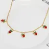 Wholesale Jewelry Simple Style Classic Style Cherry Fruit Copper Zircon Pendant Necklace