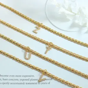 Wholesale Jewelry Fashion Letter 304 Stainless Steel Copper Zircon 18K Gold Plated Plating Pendant Necklace