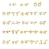 1 Piece Sweet Geometric Heart Shape Crown Inlay Copper Zircon 18K Gold Plated Ear Studs