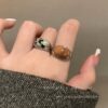 Wholesale Maillard Natural Stone Opening Ring Women's Niche Design Light Luxury High-Level Finger Ring Vintage Decorative Finger Ring