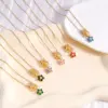 Wholesale Jewelry Glam Flower 304 Stainless Steel Copper Pendant Necklace Cable Chain