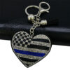 Wholesale Velvet Diamond-Encrusted National Flag Peach Heart Keychain