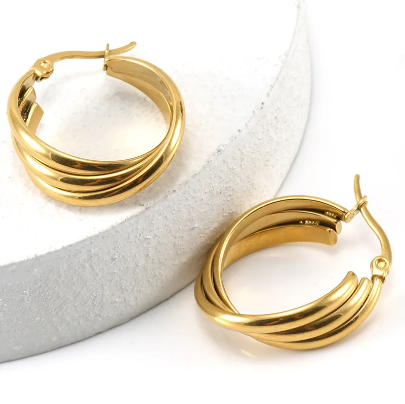 Wholesale Fashion Geometric Plating 304 Stainless Steel 18K Gold Plated Stainless Steel Earrings