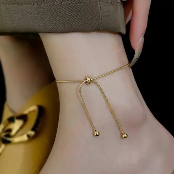 Wholesale Simple Style Solid Color Stainless Steel Women's Anklet