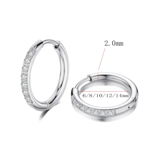 Wholesale 201 Stainless Steel Solid Color Zircon Real Gold Plated Elegant Waterproof Non Tarnish Inlay Hoop Earrings