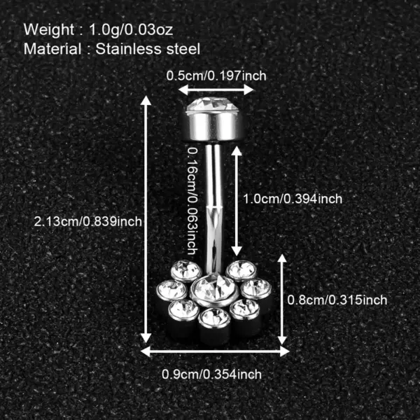 1 Piece Belly Rings Simple Style Classic Style Solid Color 302 Stainless Steel 316 Stainless Steel Polishing Rhinestone Inlay Diamond Belly Rings