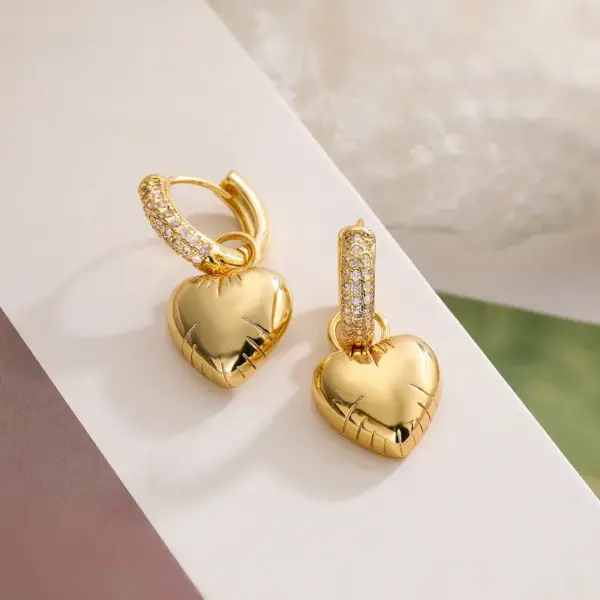 1 Pair Simple Style Commute Star Heart Shape Plating Inlay Copper Zircon 18k Gold Plated Drop Earrings