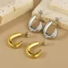 Wholesale PVD Coated 18K Gold Plated Geometric 304 Stainless Steel Simple Style Waterproof Non Tarnish Earrings Ear Studs