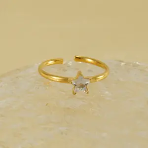 PVD Coated 18K Gold Plated Star Stainless Steel Simple Style Korean Style Waterproof Non Tarnish Open Rings
