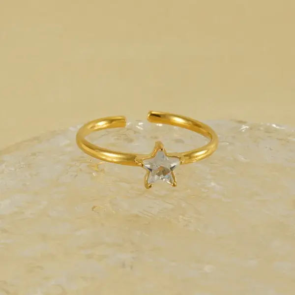 PVD Coated 18K Gold Plated Star Stainless Steel Simple Style Korean Style Waterproof Non Tarnish Open Rings