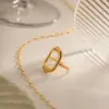 Wholesale Jewelry INS Style Oval 304 Stainless Steel PVD Coated Plating Open Ring