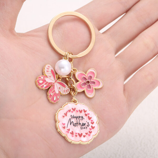 Wholesale Mother's Day Series Butterfly Flower Pendant Keychain Niche High-end Bag Pendant Gift for Mother