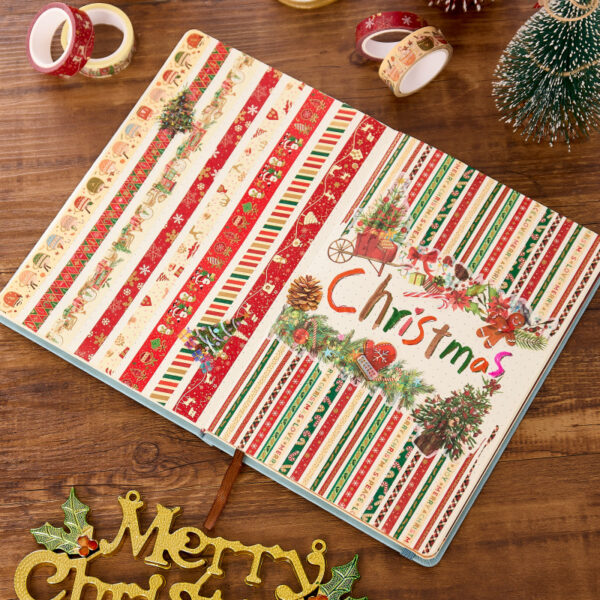 Wholesale Christmas thin strip washi tape, elegant Christmas gold foil DIY decorative washi tape for journals.