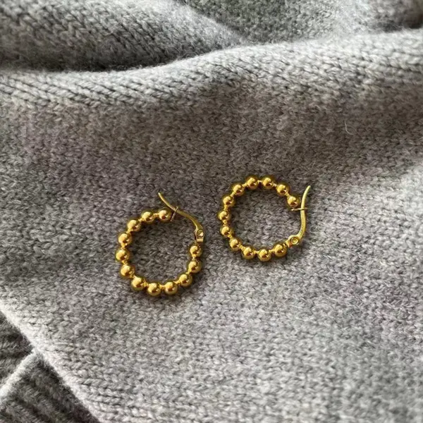 1 Pair Casual Classic Style Round Plating 201 Stainless Steel Gold Plated Earrings