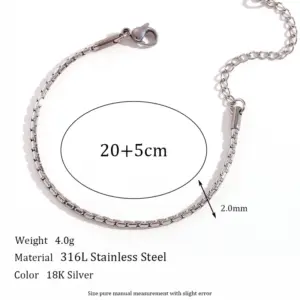 2.2mm Hammer round Artificial Pearl Chain-Steel Anklet-20cm+5cm