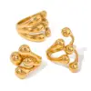 Wholesale 304 Stainless Steel Hand PVD Coated 18K Real Gold Plated Classic Style Gold Open Rings