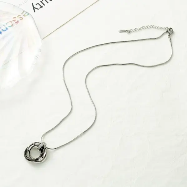 1 Piece Casual Circle Stainless Steel Titanium Steel Polishing Plating Inlay Diamond Pendant Necklace