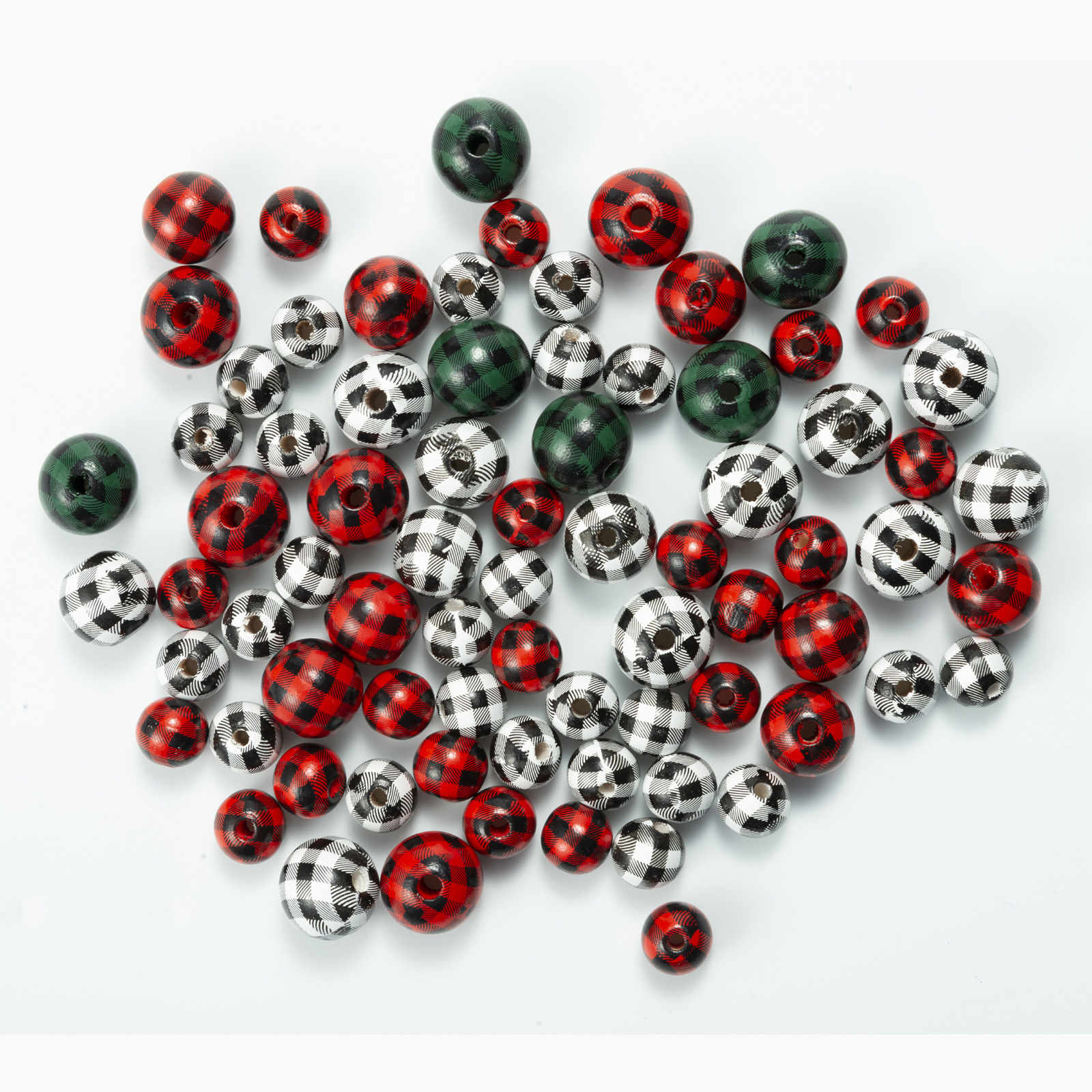 Wholesale Checkered wooden beads, colored wooden beads, scattered beads